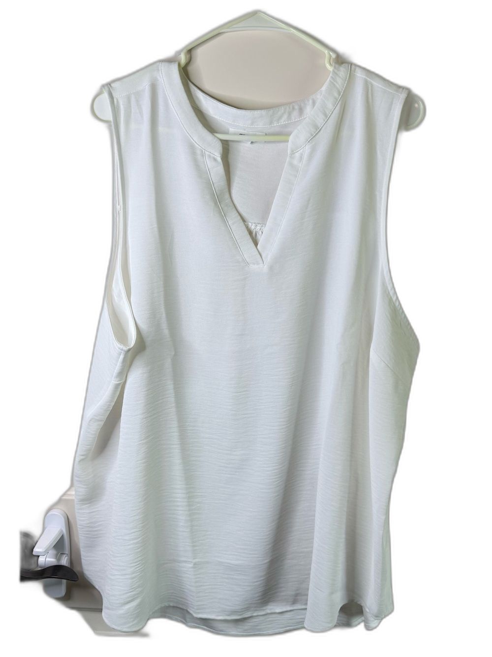 Maurices White Sleeveless V-Notch Blouse 2X
